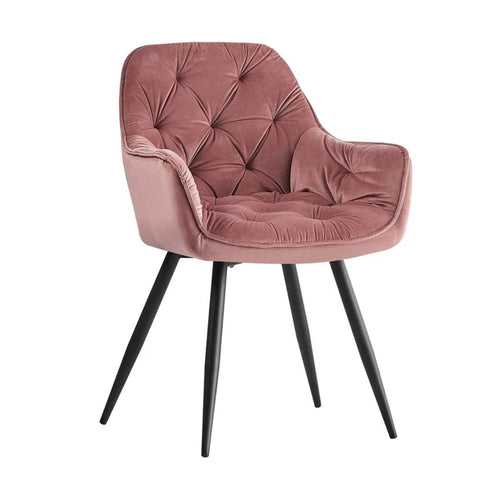 Rich Blush Pink Comfy Padded Tufted Premium Velvet Lounge Chair
