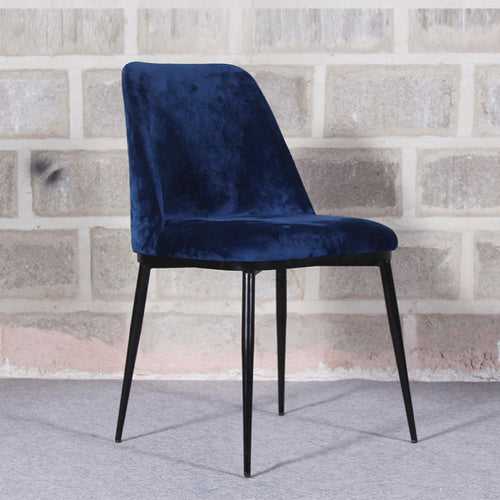 Royal Blue Color Velvet & Iron Dining Chair
