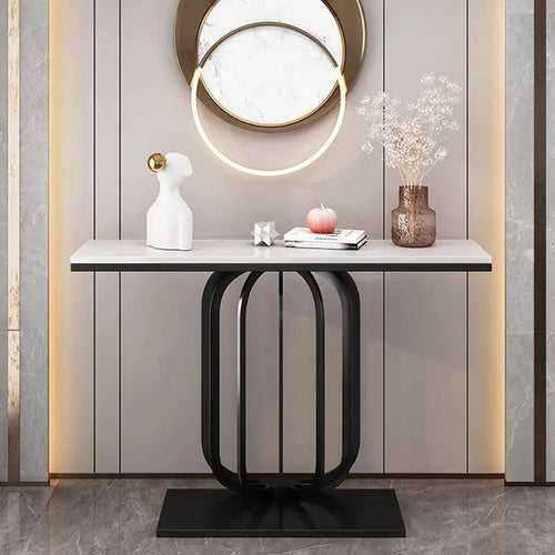 Stylish White Marble Top Console Table