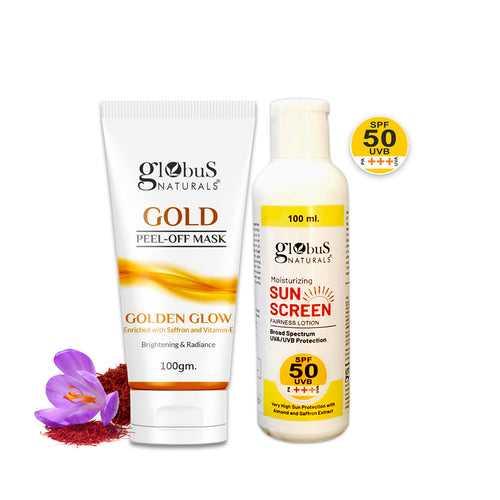 Summer Sizzle Set - Sunscreen Lotion SPF 50++ 100 ml & Gold Peel Off Mask 100 gm