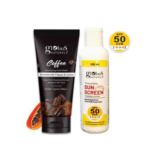 Summer Sizzle Set - Sunscreen Lotion SPF 50++ 100 ml & Coffee Face Wash 100g