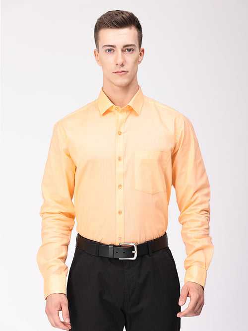 Copperline Men Orange Plain Formal Shirt