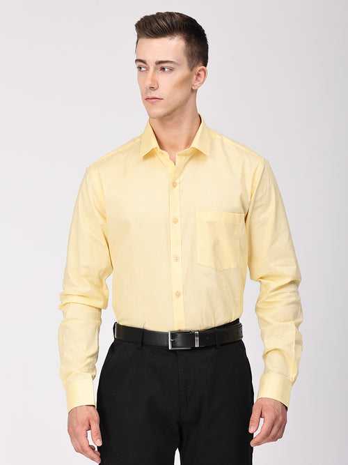 Copperline Men Yellow Plain Formal Shirt