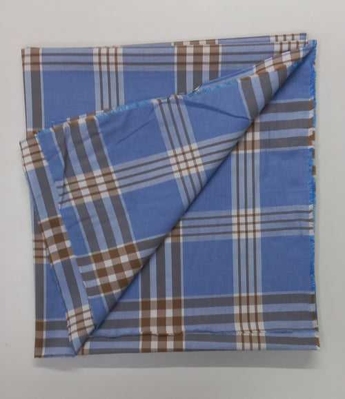 Blue Yarn Dyed Checks Cotton Unstitched Men's Shirt Piece (Width 58 Inch | 1.60 Meters)