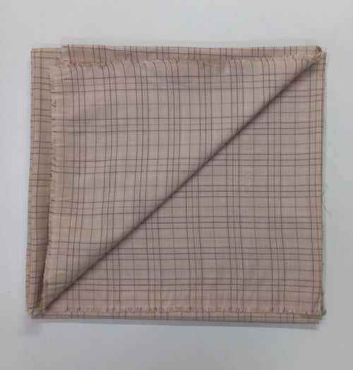 Beige Yarn Dyed Checks Cotton Unstitched Men's Shirt Piece (Width 58 Inch | 1.60 Meters)