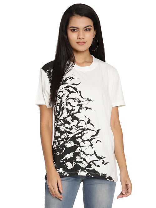Wolfpack Bats White Printed Women T-Shirt