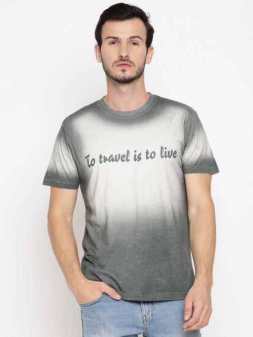 Travel is to Live Dark Green Printed Men T-Shirt