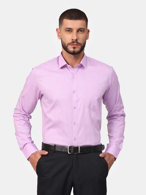 Copperline Men Violet Solid Formal Shirt