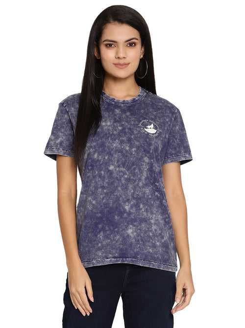Wolfpack Lava Dye Ball Wash Navy Blue Women T-Shirt