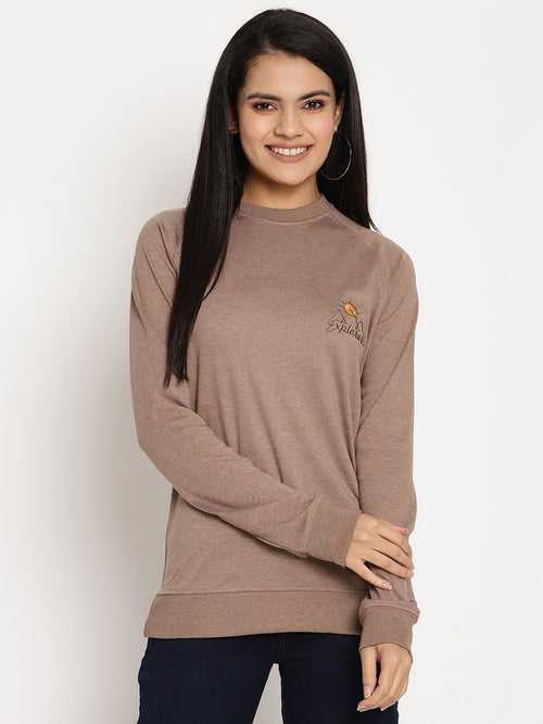 Women Explorer Brown Solid Sweatshirt