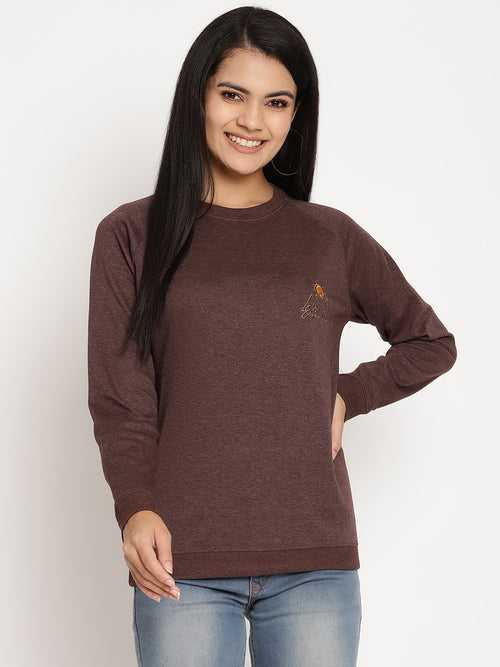 Women Explorer Burgundy Solid Sweatshirt