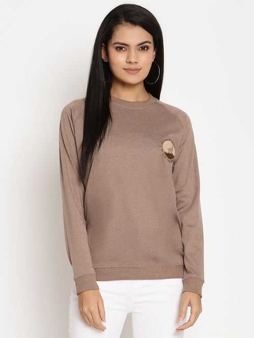 Women Wild Journey Brown Solid Sweatshirt