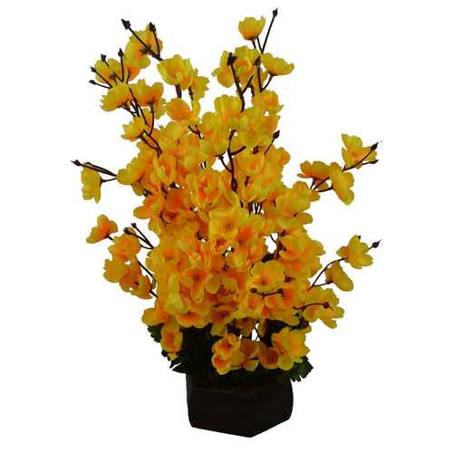 Artificial Cherry Blossom Flowers with Wooden Pot (Height - 45 cm)