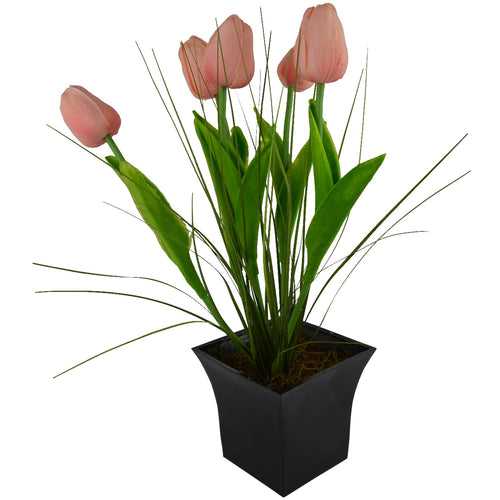 Artificial Flower Tulip Grass with Square Long Pot