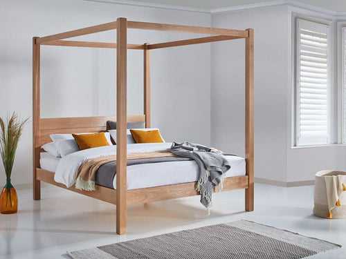 Preyas Solid Acacia Wood Four-Poster Bed #5