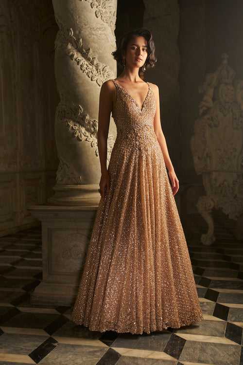 Nude Sequin Gown