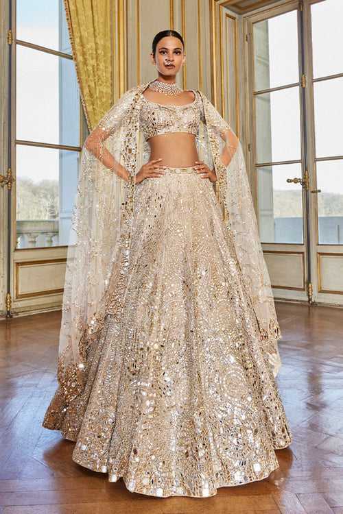 Rose Gold Mirror Work Lehenga Set