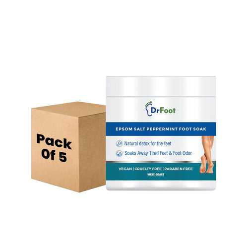 Dr Foot Epsom Salt Peppermint Crystals Foot Soak (Magnesium Sulphate) For Muscle Aches, Pain Relief, Relaxation, Spa Treatment for Bathing and Foot – 200gm (Pack of 5)