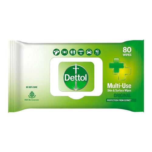Dettol Disinfectant Skin & Surface Sanitizing Wipes, Original 80 Count