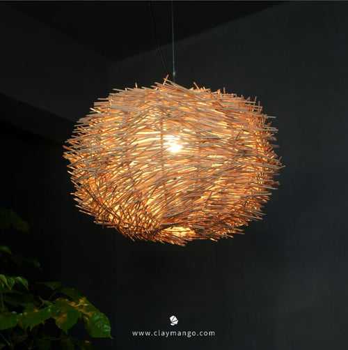 Wegnar - Unique handmade Woven Hanging Pendant Light, Natural/Bamboo Pendant Light for Home restaurants and offices.