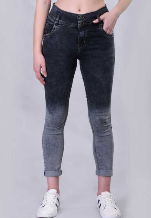 Stylish Women Branded Denim Skinny Twin-Shade Jeans