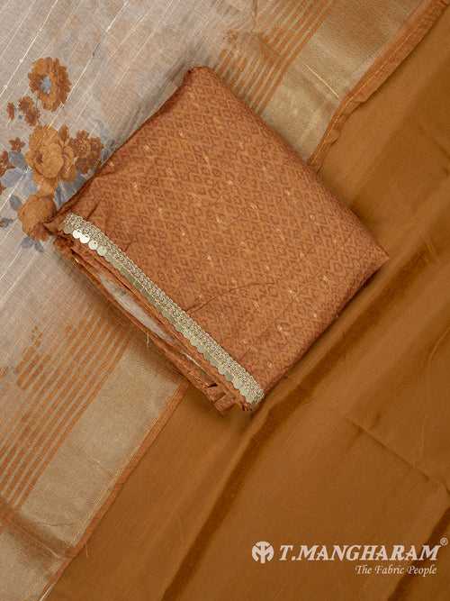 Brown Silk Cotton Chudidhar Fabric Set - EG1835