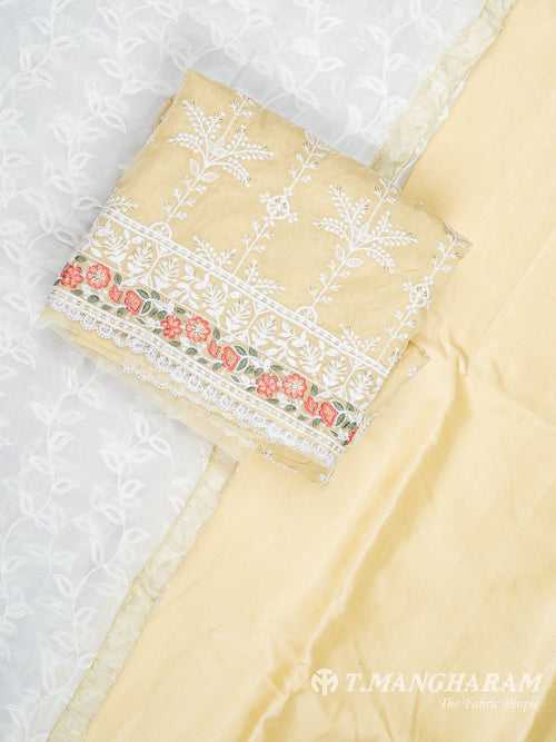 Yellow Silk Cotton Chudidhar Fabric Set - EG1848