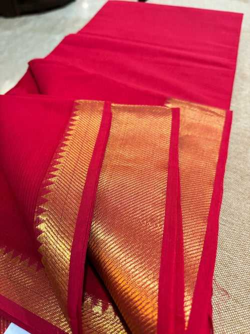 Sindhura - Red Mangalgiri Handloom Cotton Saree