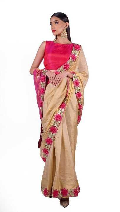 Mia - Designer Handwoven Saree With Floral Work