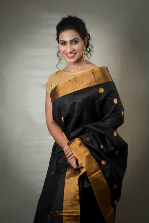 Dhriti - Black Gold Handwoven Silk Saree