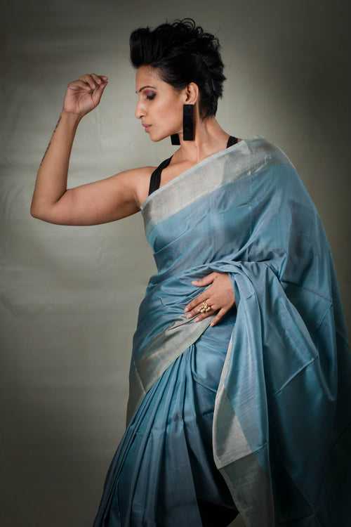 Ridhi - Handwoven Grey Silk Saree