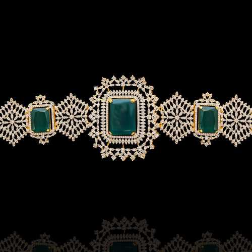 18Kt Gold Coated South Indian Bridal Diamond Look Vaddanam Design