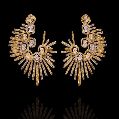 Celestial Earrings in Gold & Silver Polish - A Stellar Radiance