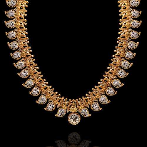 Dazzling Plumage - Diamond Adorned Peacock Motif Necklace
