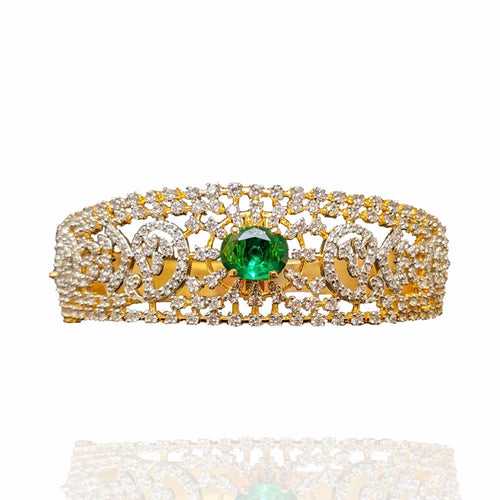 Diamond Elegance -  A Emerald-Kissed Kada