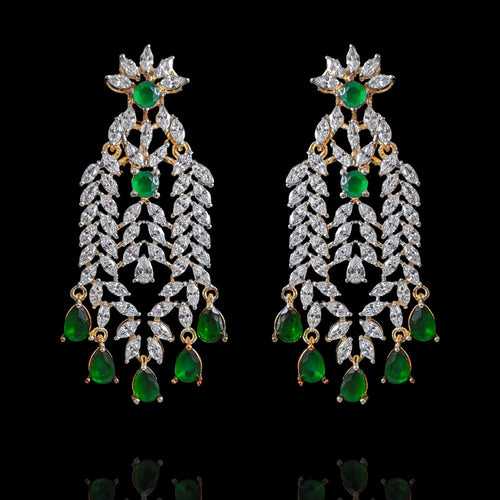 Diamond & Emerald Cascading Earrings: An Enchanted Forest Elegance