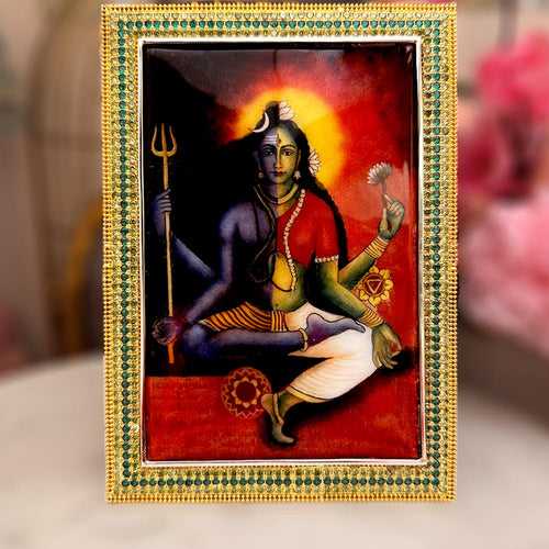 Divine Union - Shiv Parvati Enamelled Photo Frame