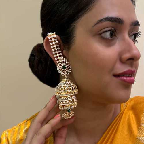 Bridal Ear Chain / Champaswaralu with CZ Stone (14 Days Delivery)
