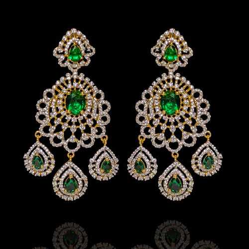 Radiance in Green - Emerald Drops & Diamond Look Earrings