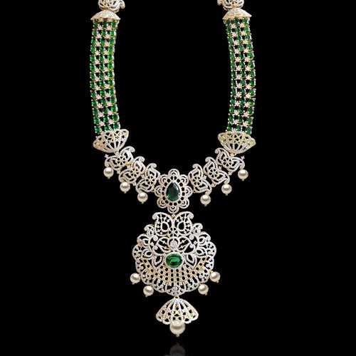 Emerald Excellence Long Haram Necklace Design