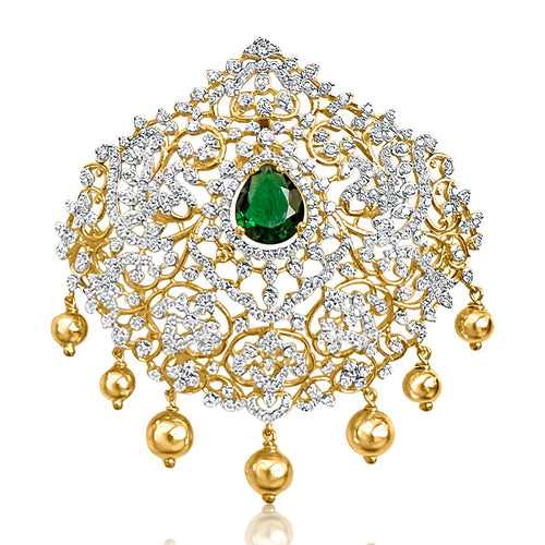 Emerald Pendant - An elegant design with veins of CZ diamonds