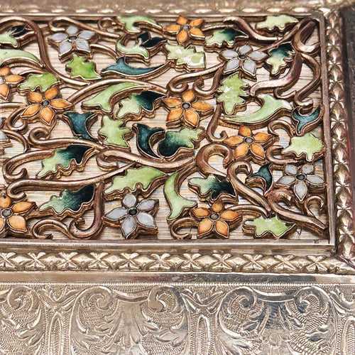 Enchanting Nakshi Meena Mewa Box - A Silver Masterpiece