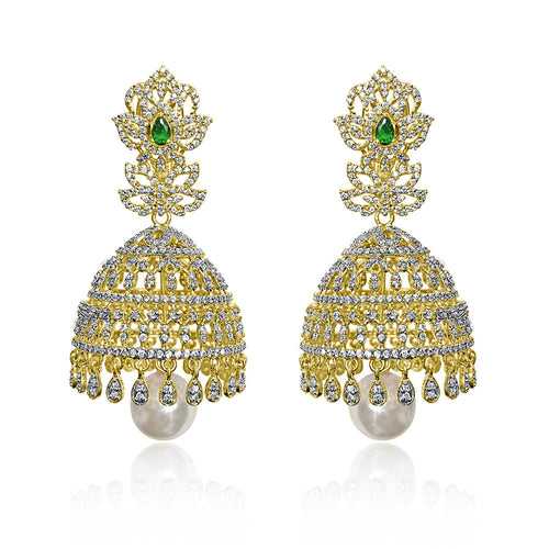 Enchanting South Indian Splendor - The Diamond Look Jhumka Bridal Earrings