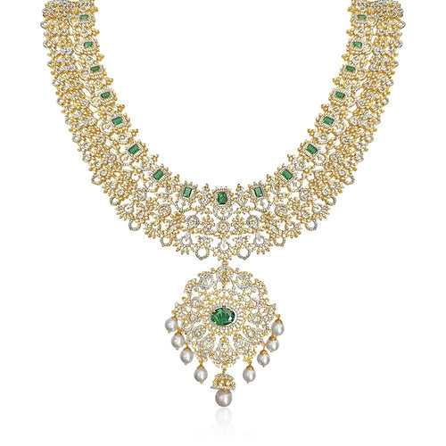 Eternal Emeralds - A Detailed Long Haram Necklace Design