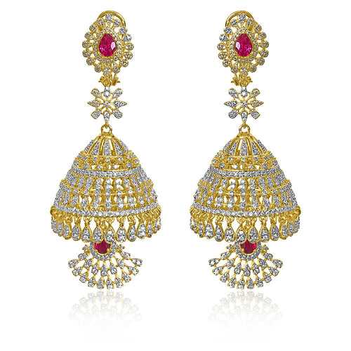 Exquisite South Indian Jhumka with Delicate Diamond Glow