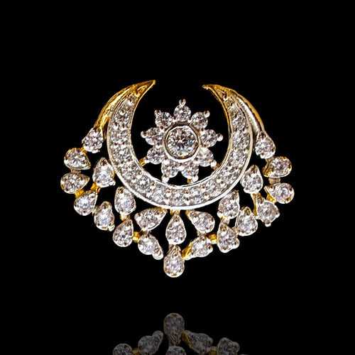 Luminous CZ Diamond Nose Stud - Gold Nath for Bride (14 Days Delivery)