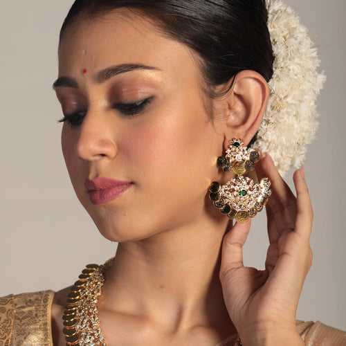 Lustrous Lakshmi Kasu Earrings - An Exquisite South Indian Design (14 Days Delivery)