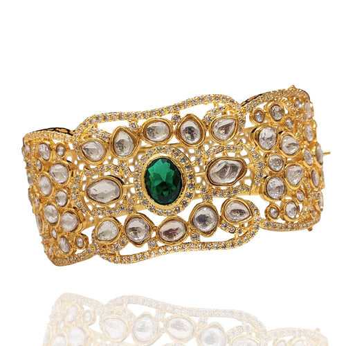 Polki Kada Bracelet with Emerald Radiance