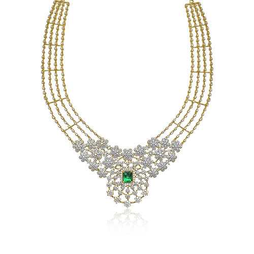 Radiant Blooms - The Floral Bouquet CZ Diamond Necklace