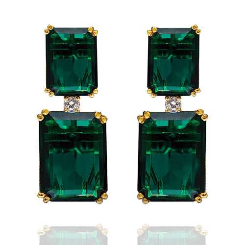 Royalty with the Green Emerald & Diamond Look Hanging Earrings